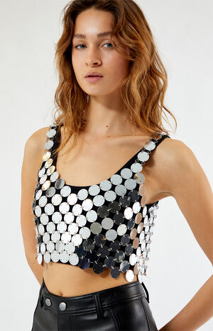 Silver Disc Sequin Tank Top image number 2