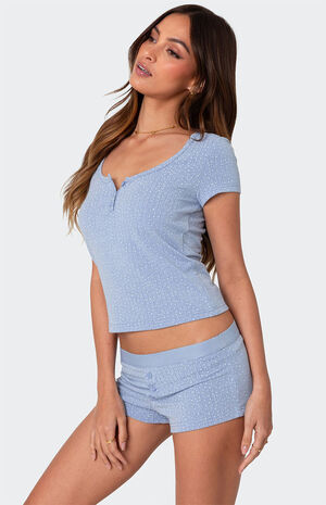 Lorelei Printed Pointelle Top image number 3