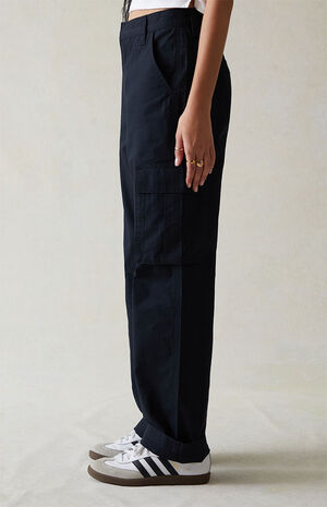 Black Straight Leg Utility Cargo Pants image number 3