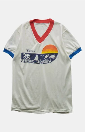 '80s Florida V-neck Graphic T-Shirt image number 1