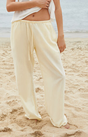 Yellow Anastasia Linen Baggy Lounge Pants image number 2