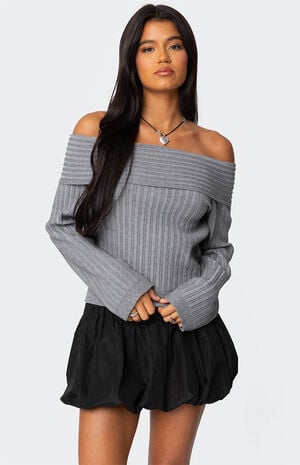 Brandy Fold Over Ribbed Sweater Brandy Fold Over Ribbed Sweater image number 1