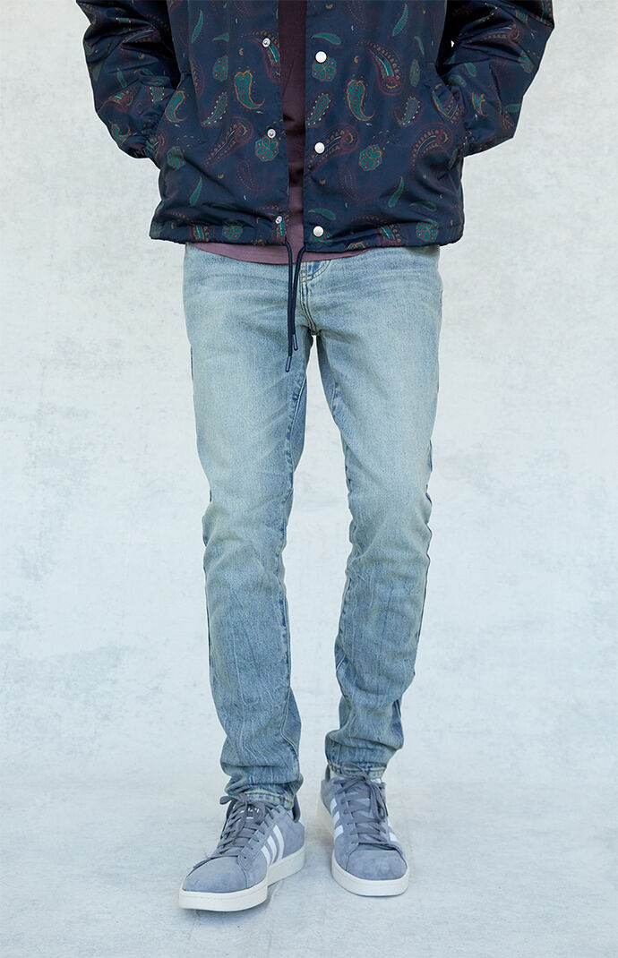 Gray stacked jeans