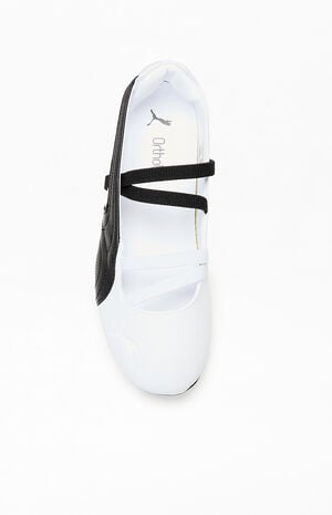Women's White & Black Leather Speedcat Ballet Sneakers image number 5