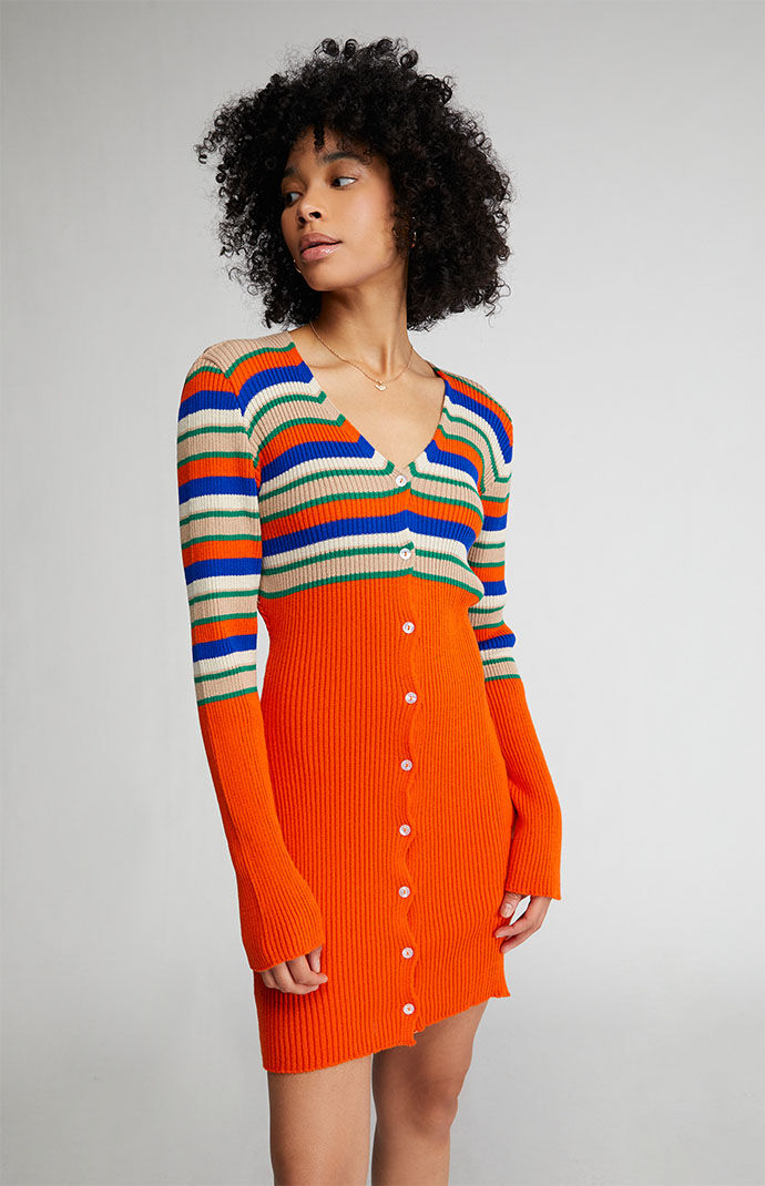 Daisy Street Striped Knit Mini Dress 