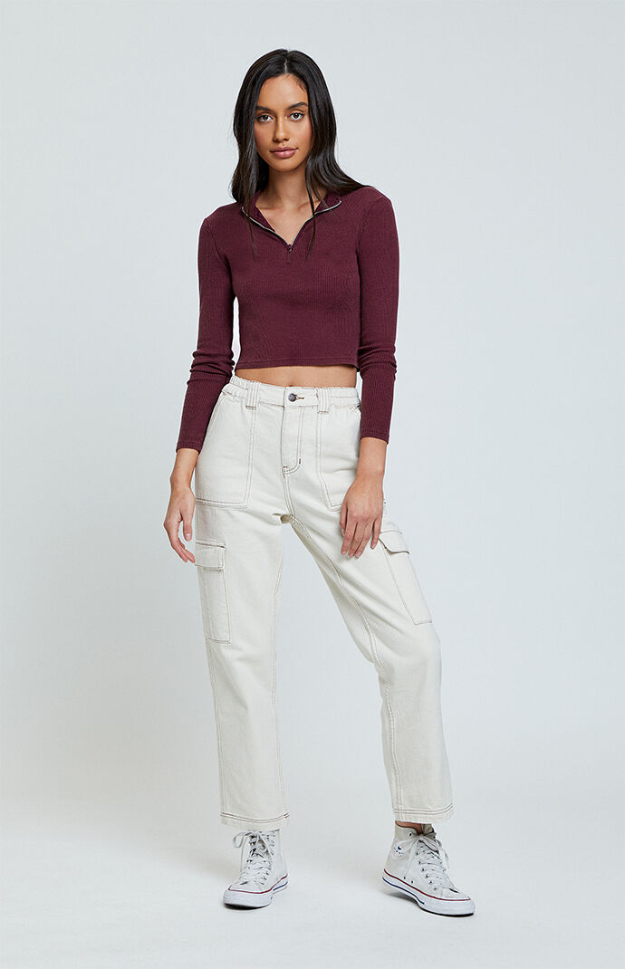 Zip Up Mock Neck Top