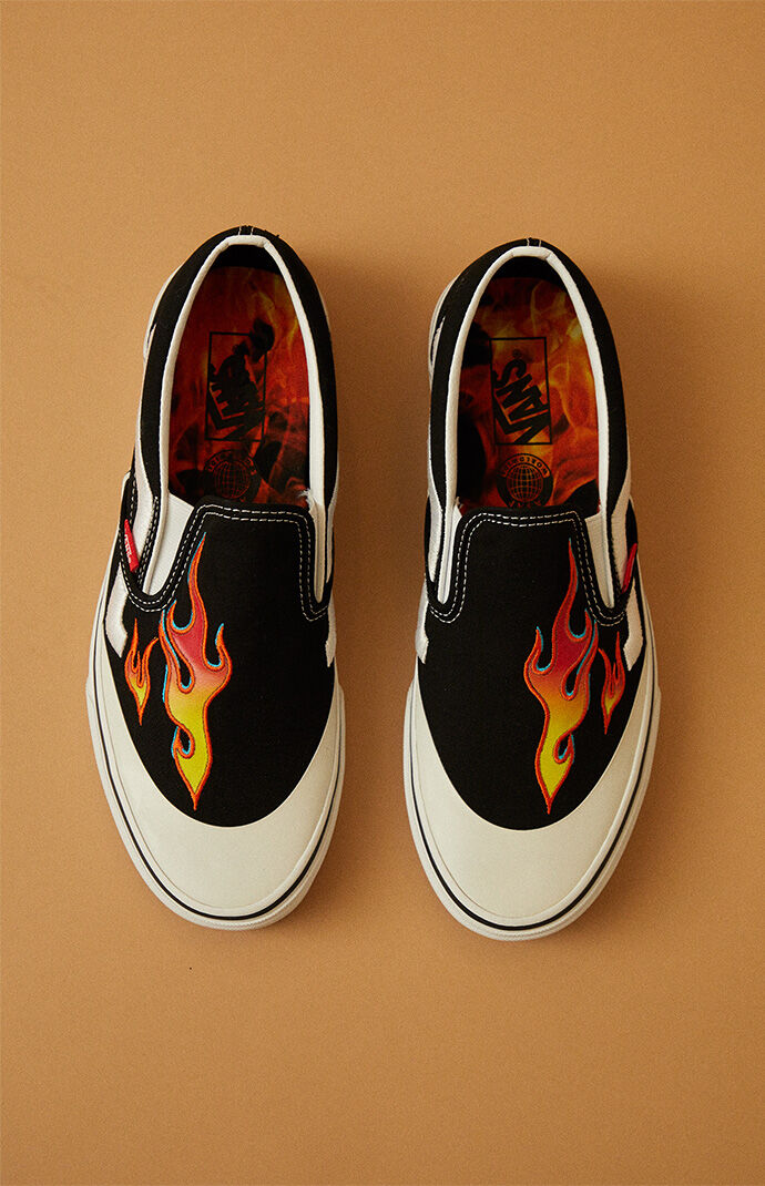Vans x A AP Worldwide Black Red Classic Slip On Shoes PacSun