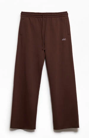 Brown Standard Fleece Wide Leg Sweatpants image number 1