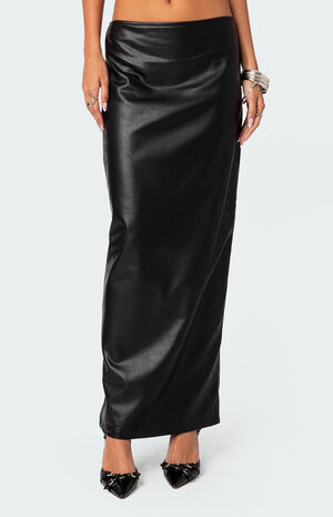 Nalaya Slitted Faux Leather Maxi Skirt image number 2