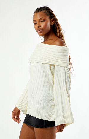 Off-The-Shoulder Oversized Sweater image number 2