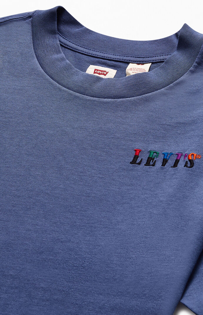 Blue Graphic Mockneck T-Shirt