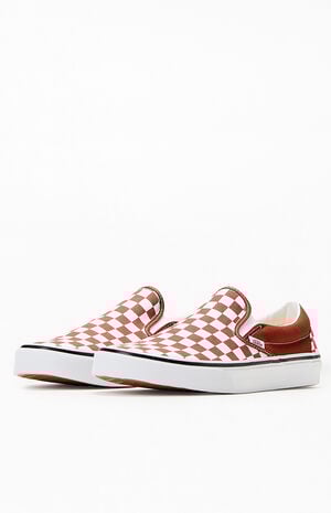 Brown Checkerboard Slip-On Shoes image number 2
