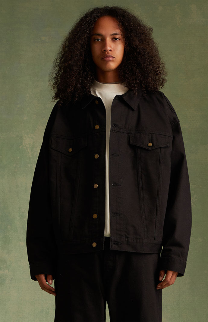 Fear of God Essentials Jet Black Denim Jacket PacSun