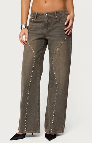 Charliza Stud Low Rise Baggy Jeans image number 1