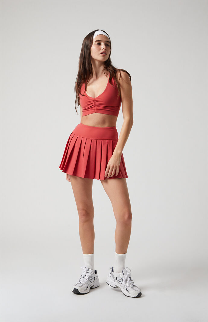 PAC 1980 PAC WHISPER Active Red Dropped Waist Pleated Mini