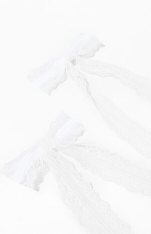 2 Pack Scalloped Lace Bow Hair Clips image number 2