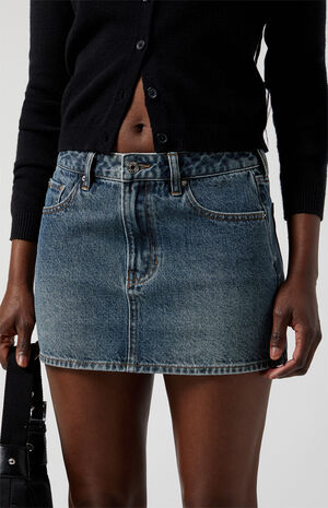 Dark Indigo Mid Rise Denim Mini Skirt
