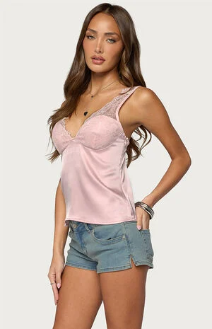 Vikkey Lacey Satin Tank Top image number 2