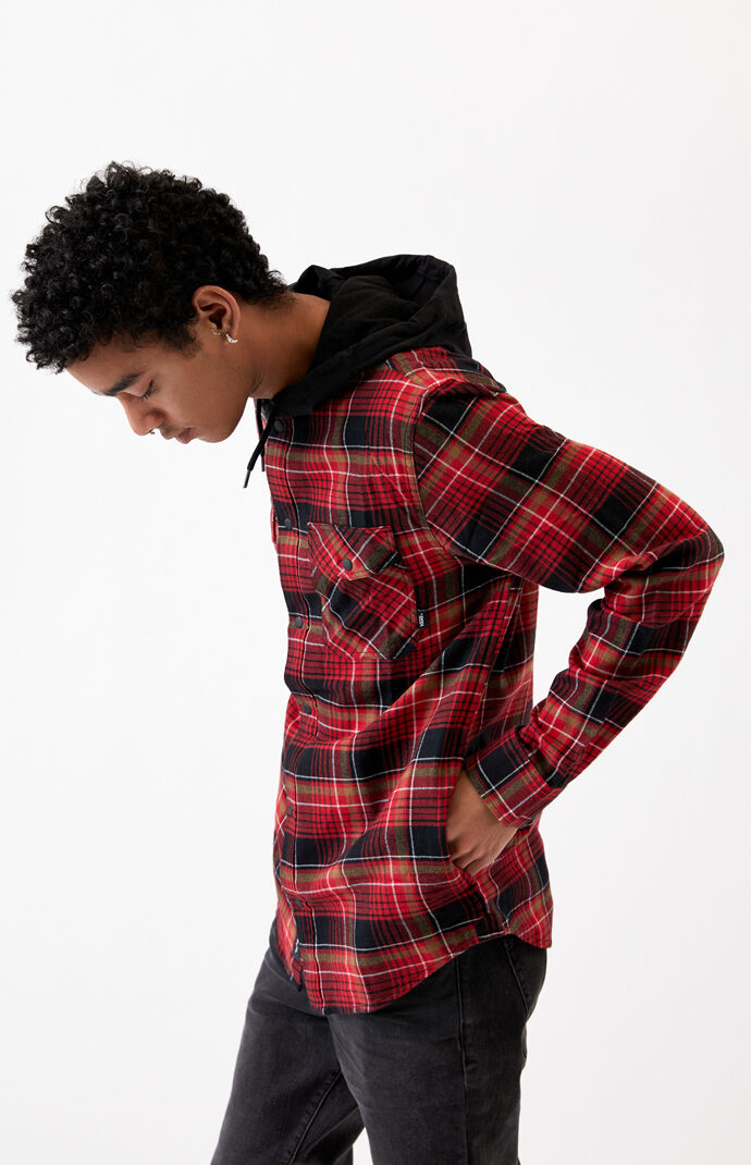 Black & Red Parkway Hooded Plaid Flannel Shirt