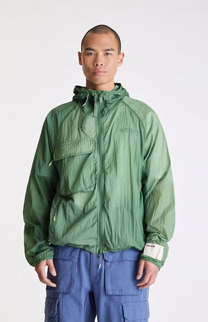 Nylon Zip Up Hooded Packable Running Jacket