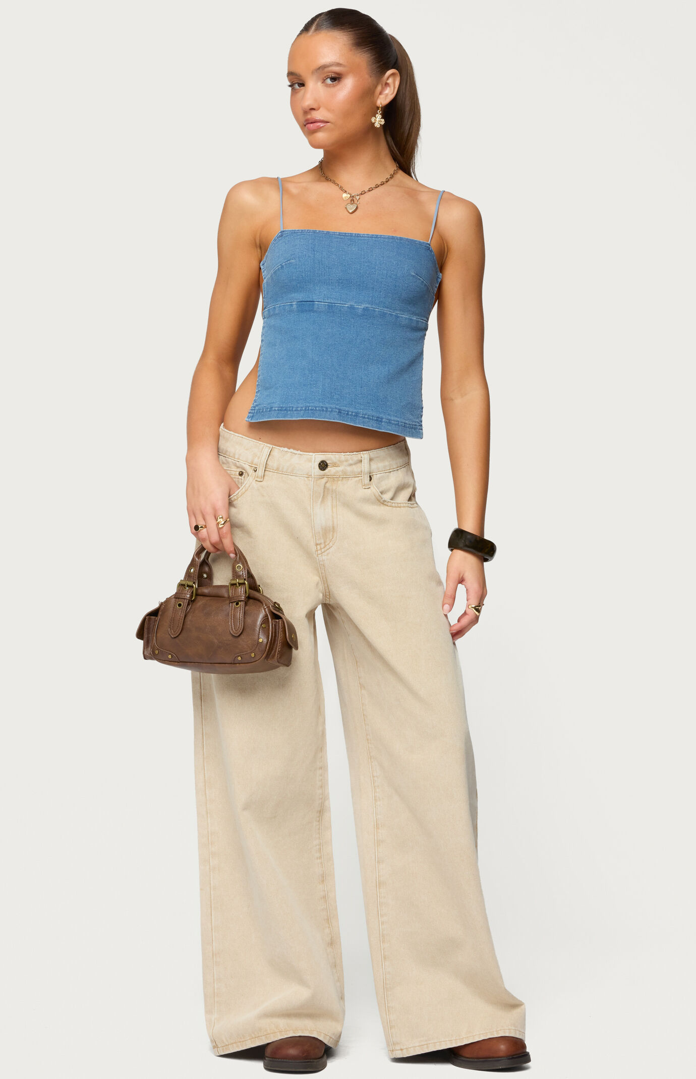 Edikted Conley Backless Denim Top