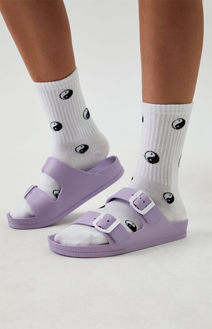 Women's Rubber Double Buckle Slide Sandals