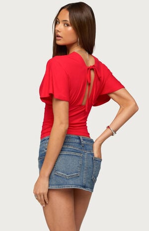 Betee Cinched Plunge Neck Top image number 3