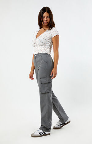 Gray Cargo Dad Jeans image number 2