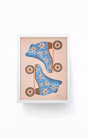 Roller Skates White Framed Mini Art Print image number 1