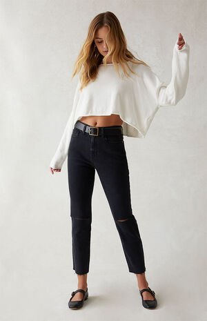 Stretch Black Ripped Vintage Skinny Jeans image number 1