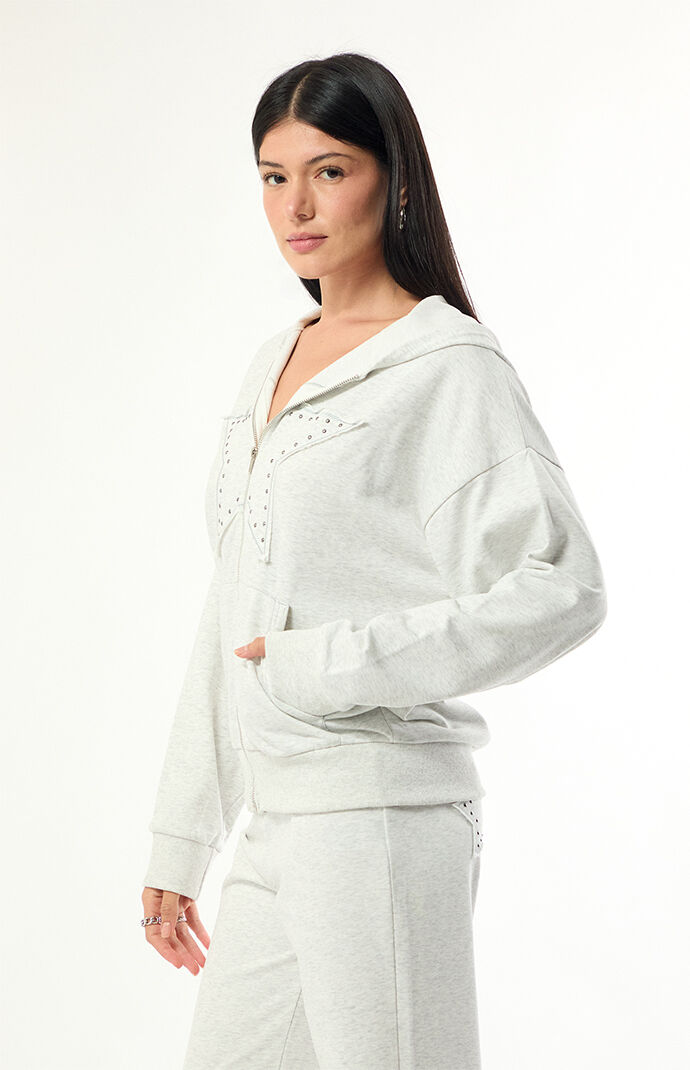 Edikted Briela Star Studded Zip Up Hoodie