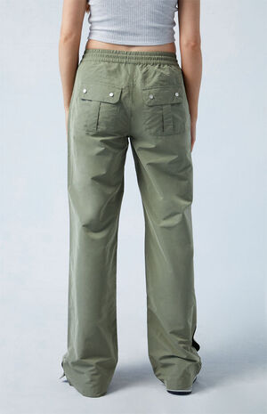 Olive Tearaway Low Rise Wide Leg Cargo Pants image number 4