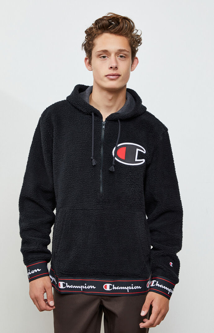 champion sherpa half zip hoodie