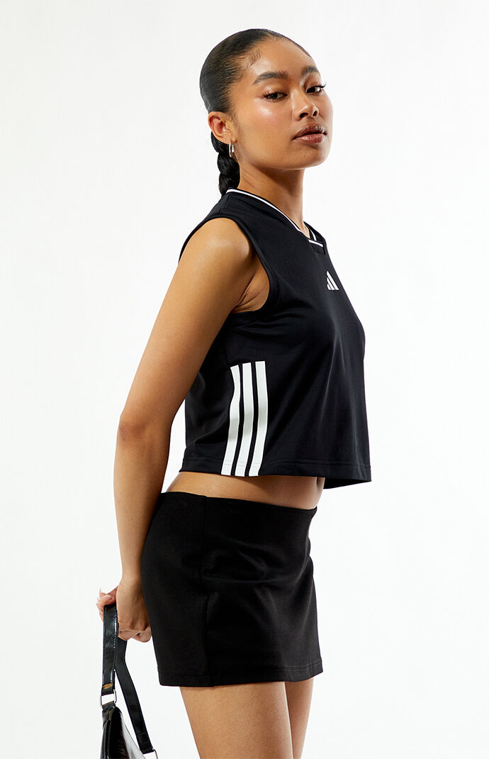 ☆adidas☆ lip crop tee black adidas Originals Campus 2000 Back Cut Out Rib Tee - Black