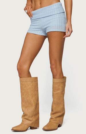 Iyara Textured Knit Foldoover Micro Shorts image number 2