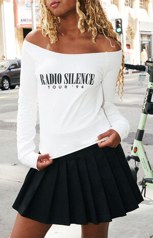 White Bonnie Radio Silence Tour Off-The-Shoulder Top image number 1