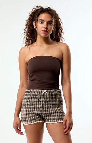 Honey Plaid Smocked Shorts image number 3