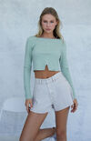 Ivory Flutter Denim Shorts Ivory Flutter Denim Shorts image number null