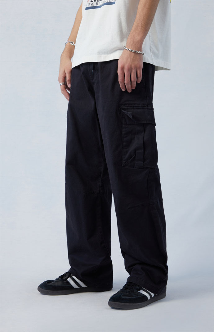 PacSun Stretch Canvas Black Baggy Cargo Pants PacSun