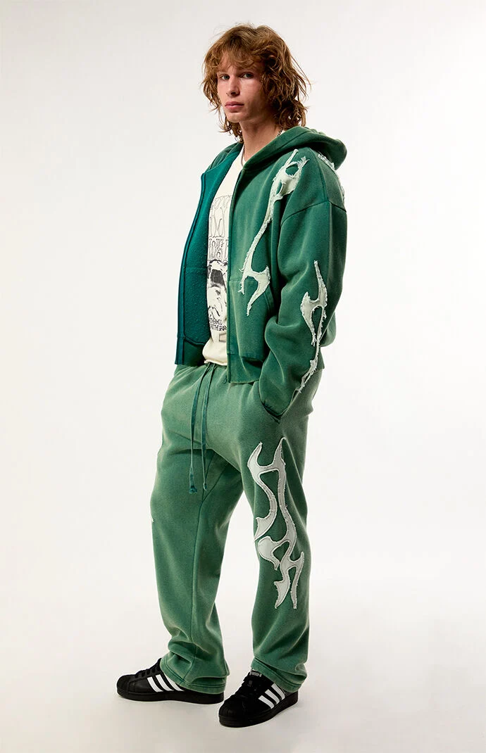 Pacsun Cyber Abstract Fleece Baggy Sweatpants
