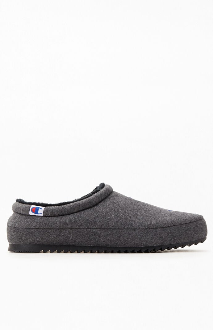 Gray Shuffle Script Slippers