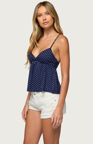 Belen Polka Dot Lacey Babydoll Top image number 2