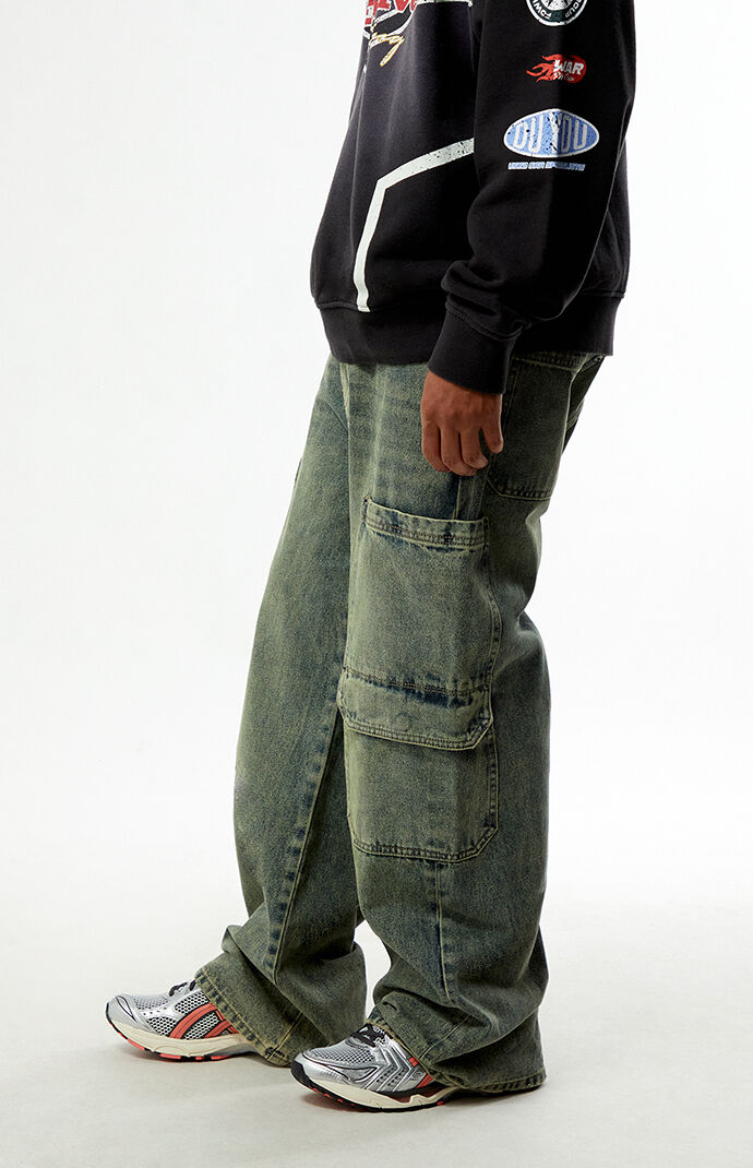 Pacsun Blake Extreme Baggy Jeans Cargo Medium Blue Tint