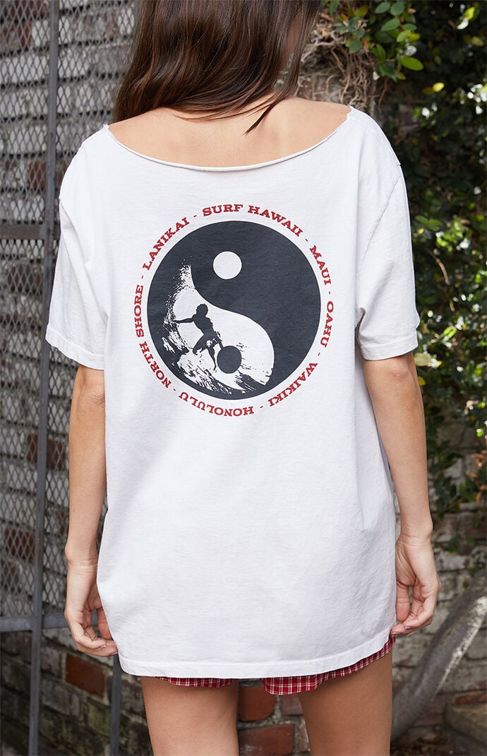 John Galt Surf Hawaii Oversized Off The-Shoulder T-Shirt