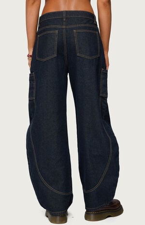 Aden Contrast Stitch Barrel Jeans image number 3