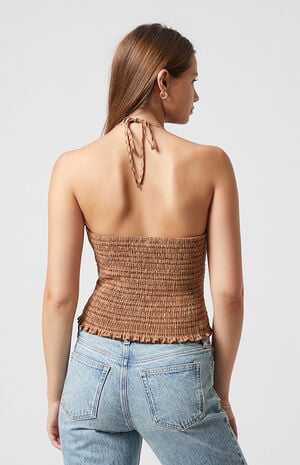 Plaid Smocked Halter Top image number 5