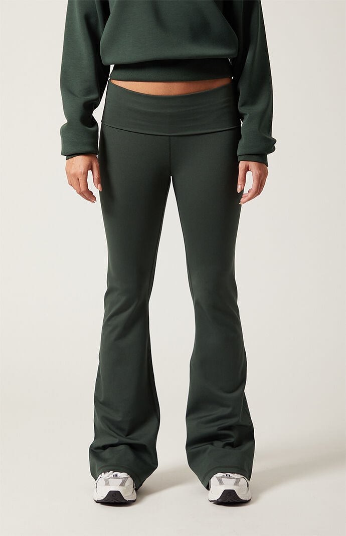 PAC 1980 WHISPER Active Fold-Over Waistband Flare Yoga Pants