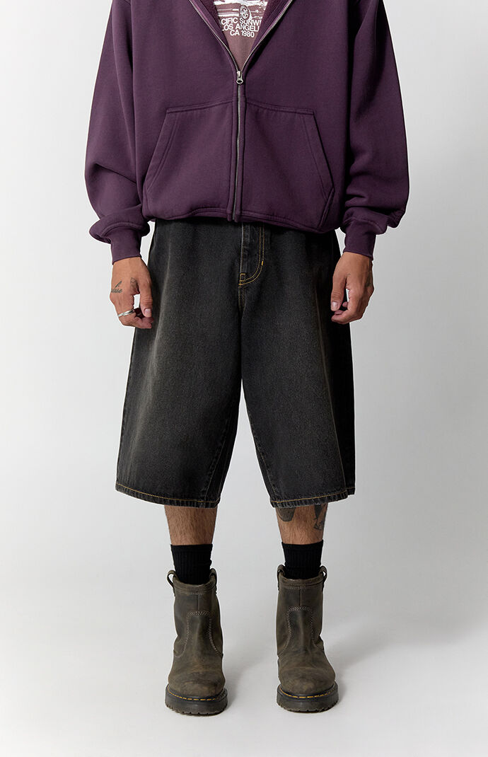 Pacsun Blaine Ultra Baggy Jorts Contrast Stitch Black