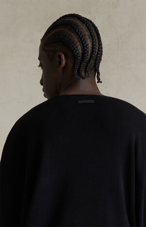 Jet Black Merino Wool Crew Neck Sweater image number 5