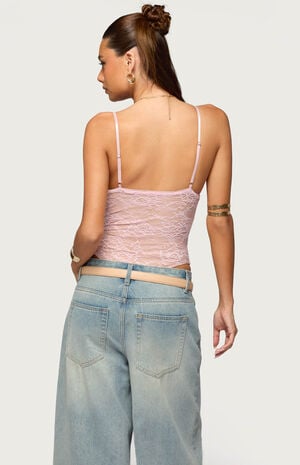 Nolyn Sheer Lace V Neck Bodysuit image number 3